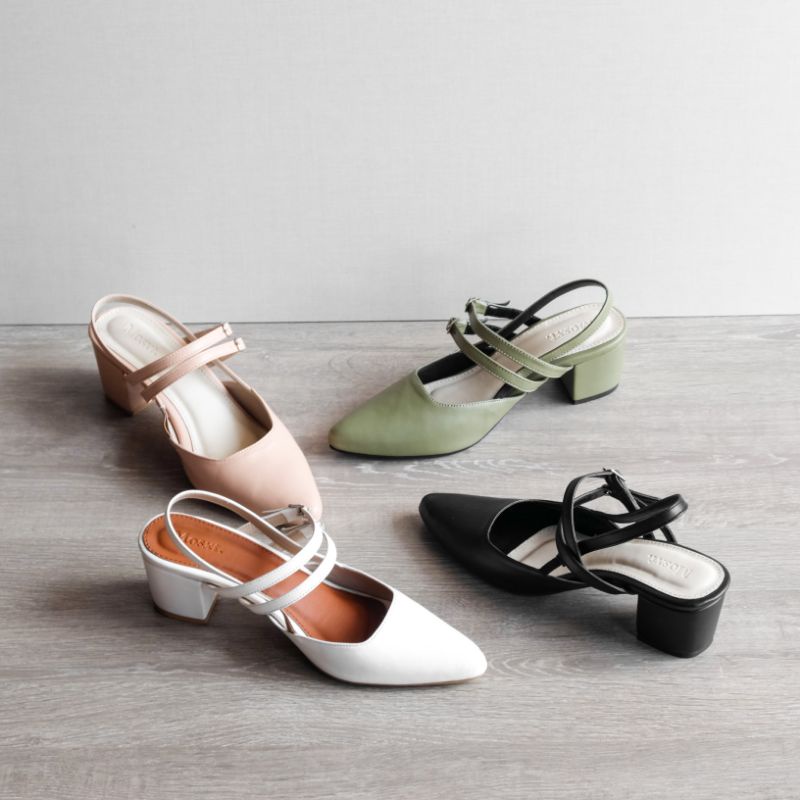 Daphne Heels - Sepatu Hak Wanita (white ,black, nude, sage green)