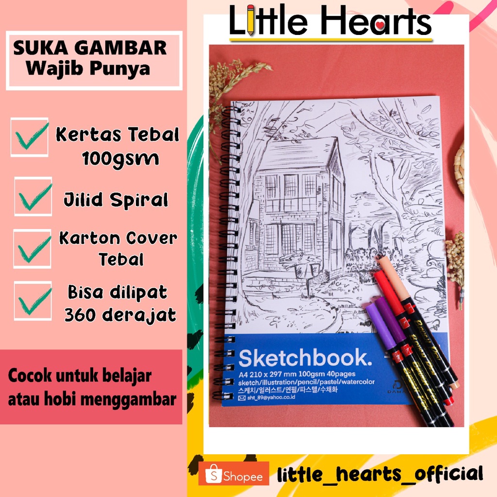 

Buku sketsa gambar sketchbook A4 isi 40 lembar jilid spiral ANTI TEMBUS