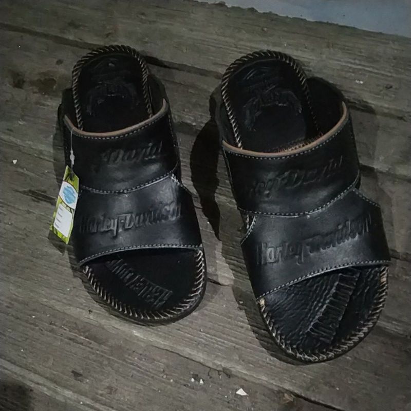 sandal kulit asli slip-on HR 2 coklat nyaman dipakai