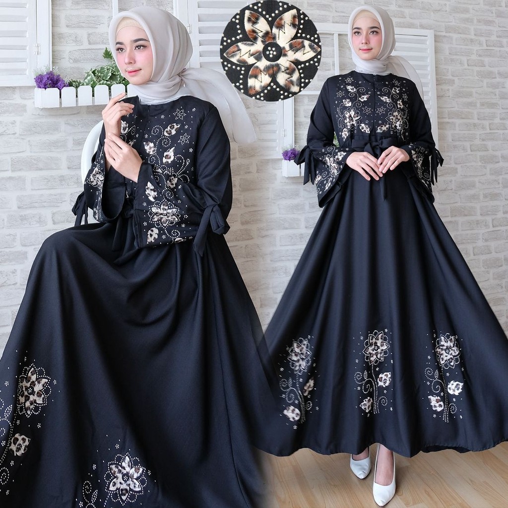 baju gamis wanita size xl motif aulia
