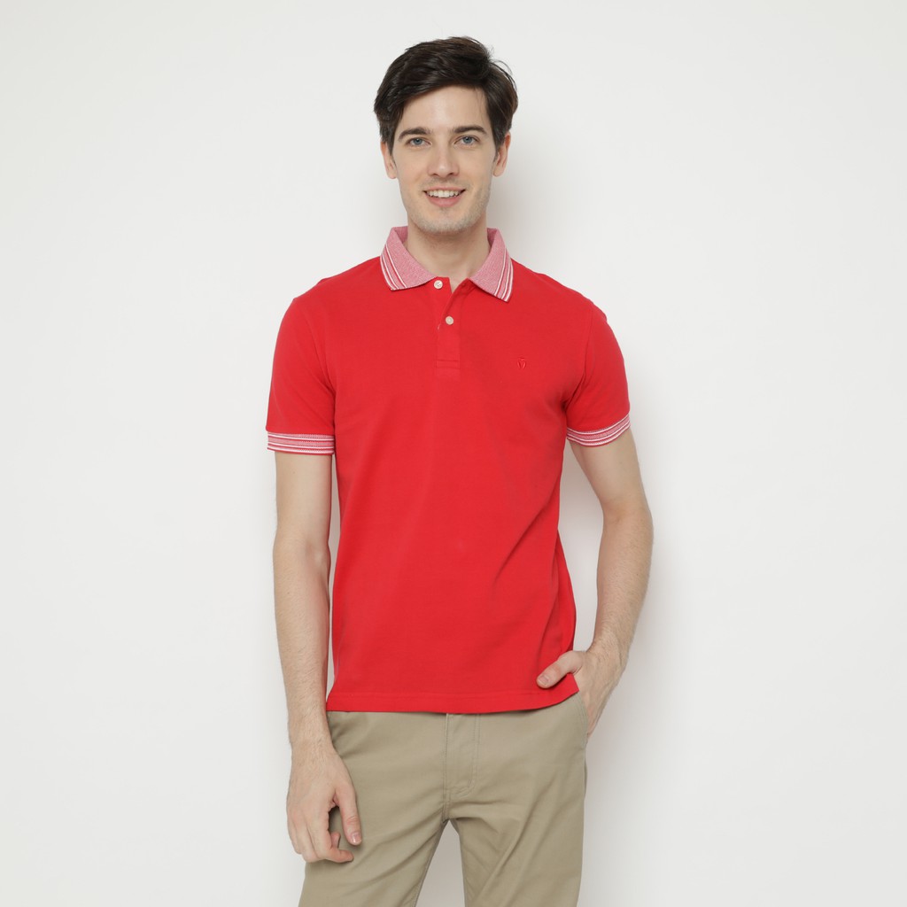 Kaos Polo AXTON Kaos Polo Shirt Motif Kerah Two tone line warna Dark Navy;Grey;Red;Green;Light Blue 