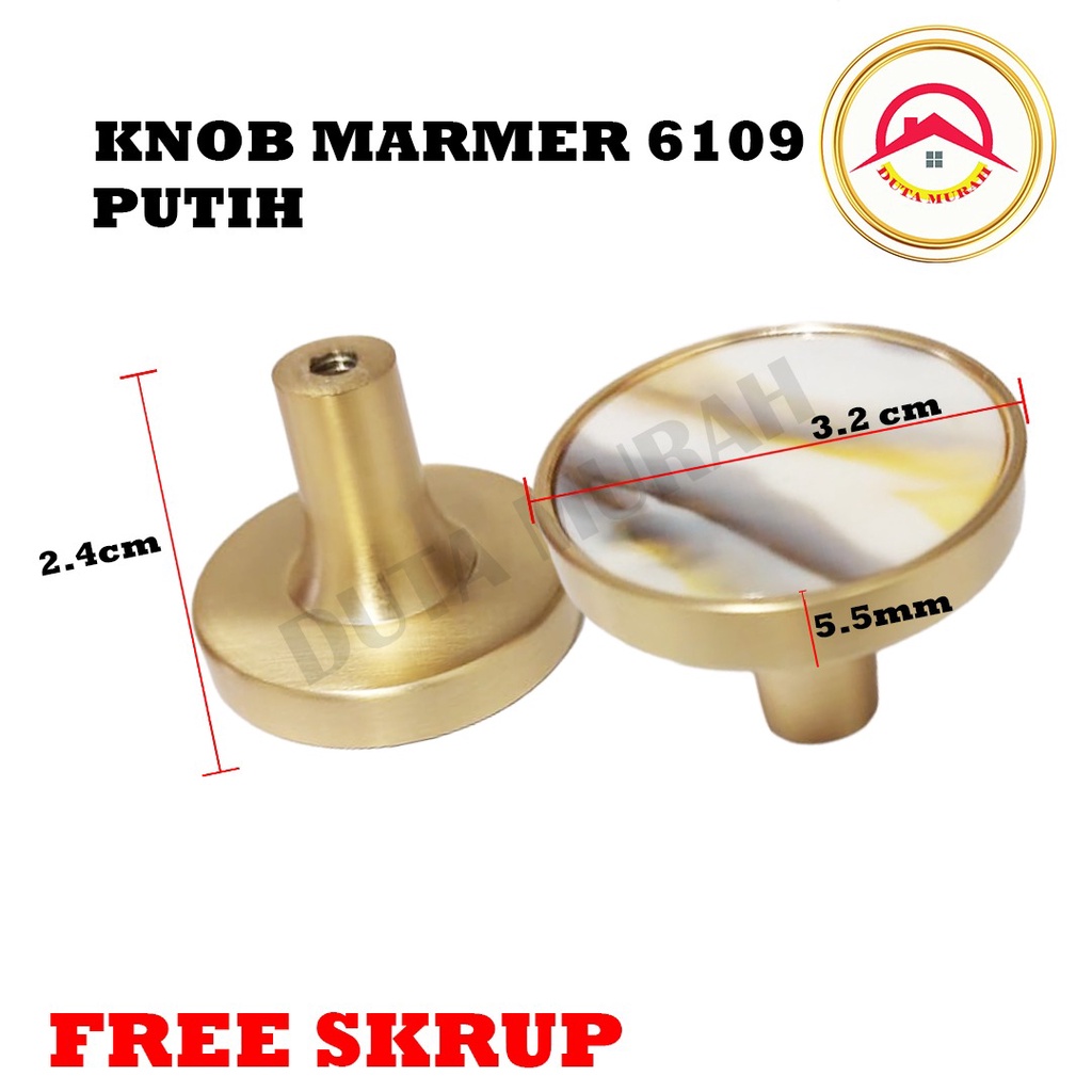 Handle Marmer Knop Marmer Knop Laci 6109 Gold Putih Handle Bulat Laci Pintu Lemari Knob Marmer Marble