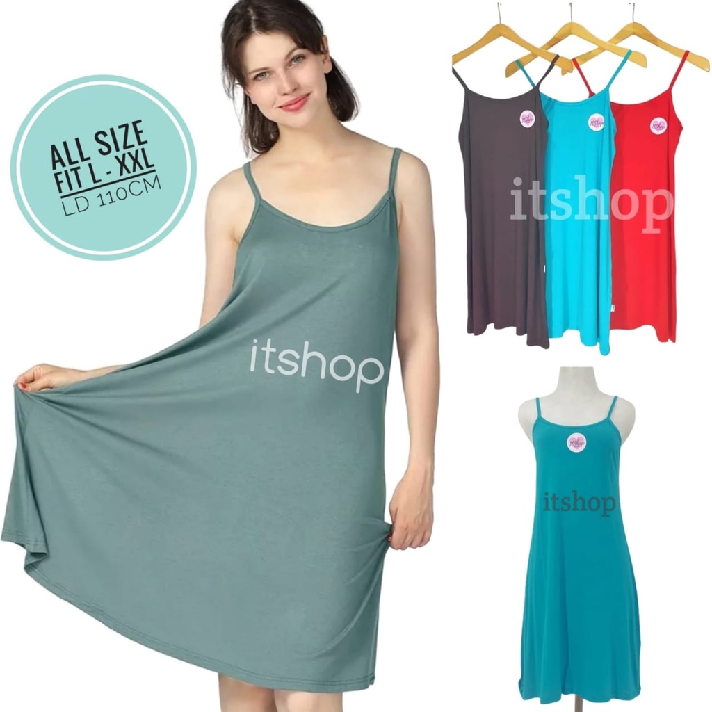 ITSHOPING - Longdress Tunik Tali Kecil / Tanktop Tali Model Panjang Fit 3L Jumbo Strech Tanktop Midi Wanita Allsize Jumbo Fit XXL 3L Premium Banyak Pilihan Warna Longdress Muat Jumbo Super Soft Sleepdress