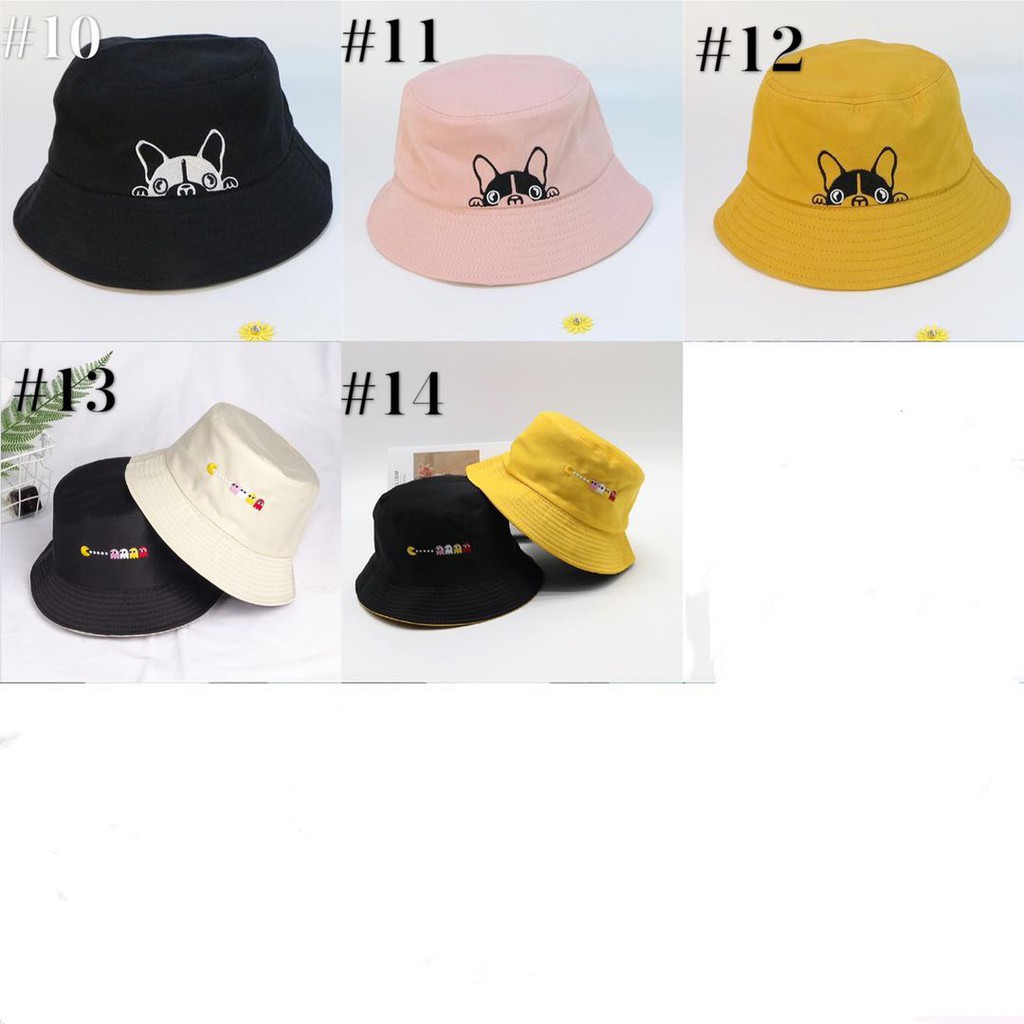 Topi Bucket Korea Bolak Balik Fisherman Lipat Motif Bordir Bunga Daisy Untuk Wanita Dan Pria