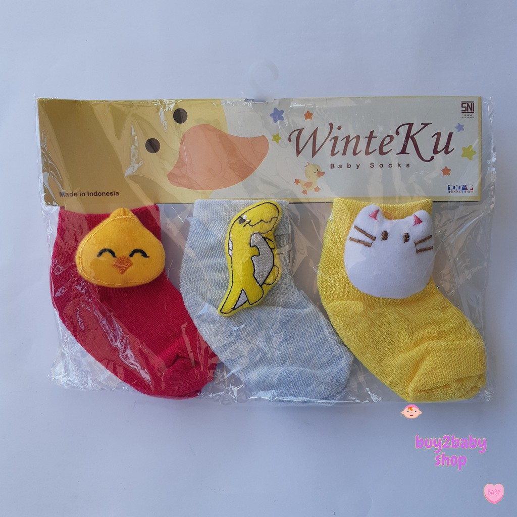 Kaos kaki bayi Winteku Boneka Untuk Usia 1 s.d 12 Bulan Isi 3 PCS