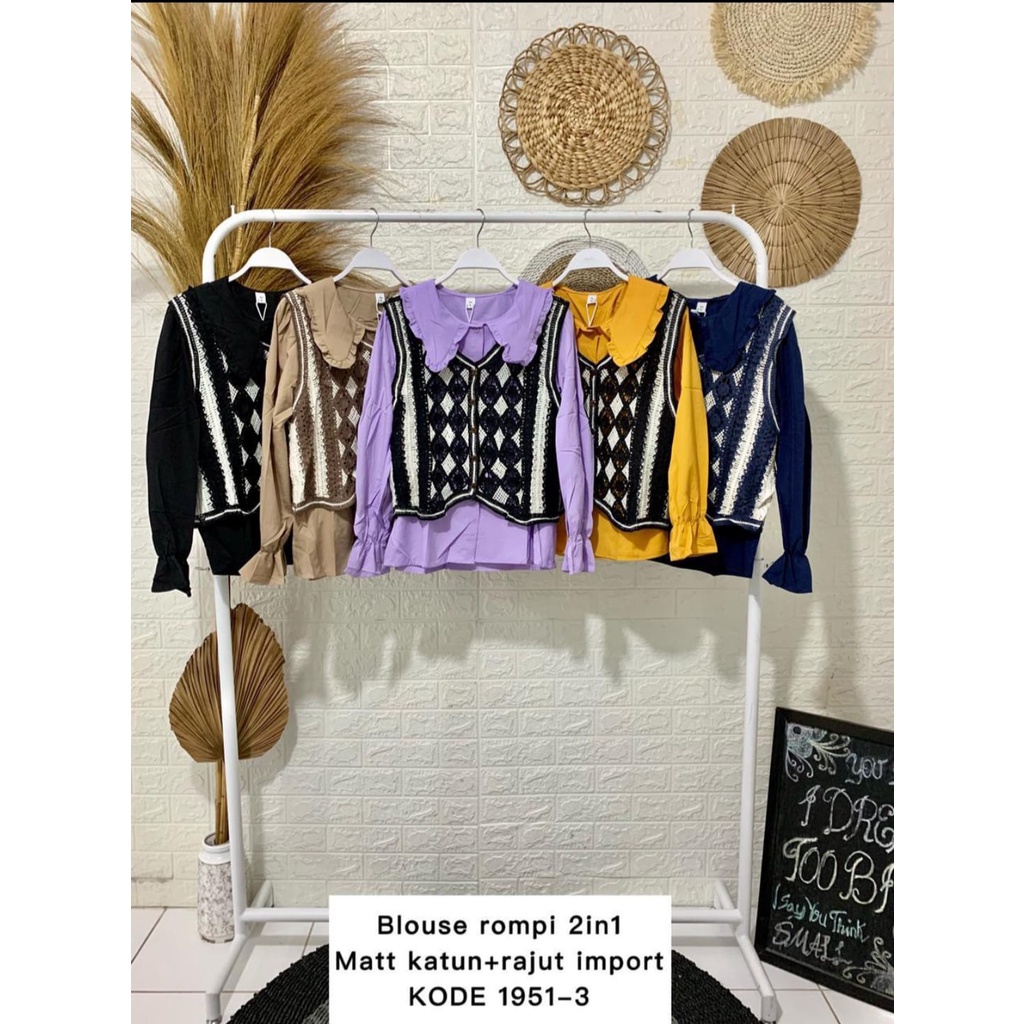 BLOUSE ROMPI 2IN1 KATUN MIX RAJUT IMPORT