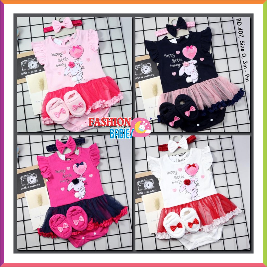 ❤ Baby Fashion ❤ 4in1 SET JUMPER TUTU + BANDANA + SEPATU PEREMPUAN 3-12BLN / BABY GIRL TILE SET