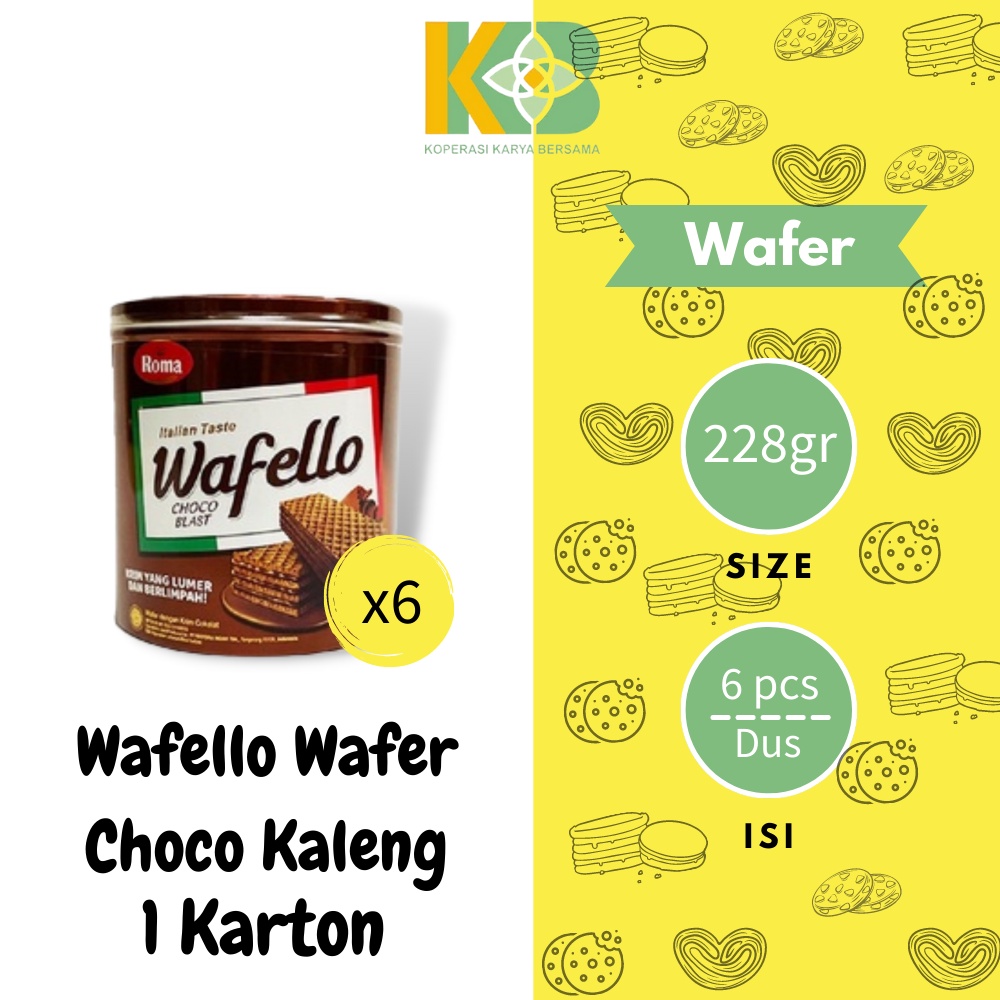 

Roma Wafello Choco Blast 234gr Isi 6 Kaleng / Karton