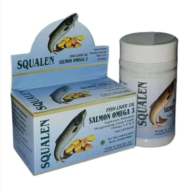Squalene Salmon Omega 3 Biru / Kapsul Minyak Ikan Salmon Original