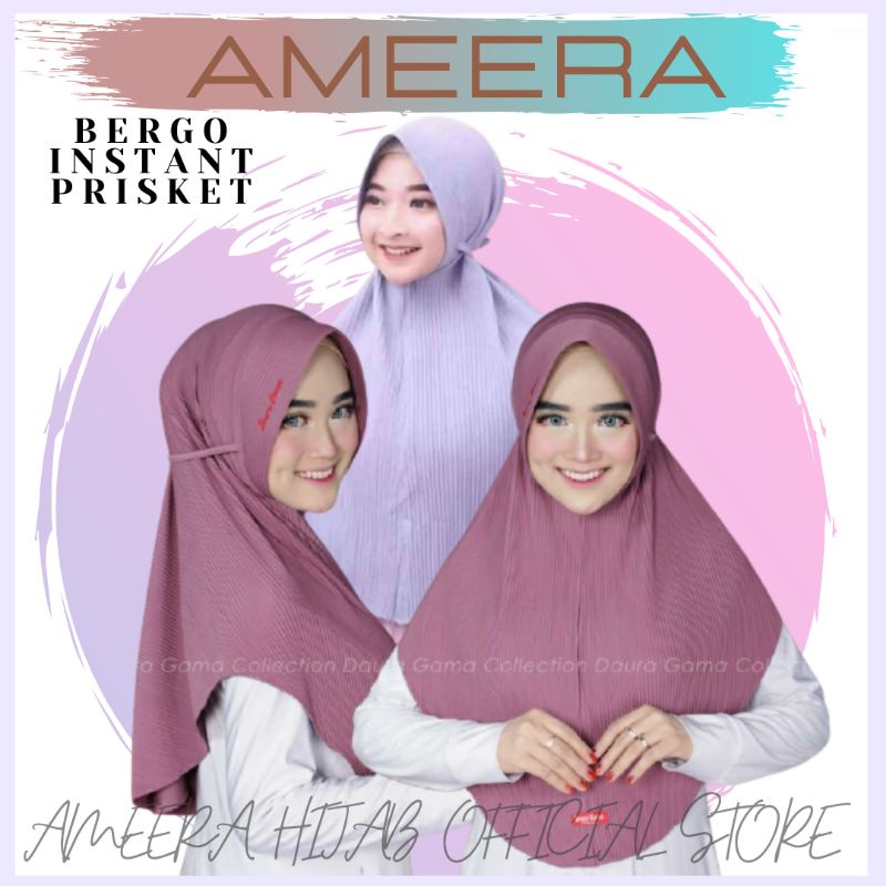 Hijab Bergo Instant Prisket Tali Ulir Kepang Prisket Bergo Fashion Muslim Non Ped Jersey BY AmeeraHi
