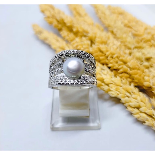 Cincin mutiara tawar abu