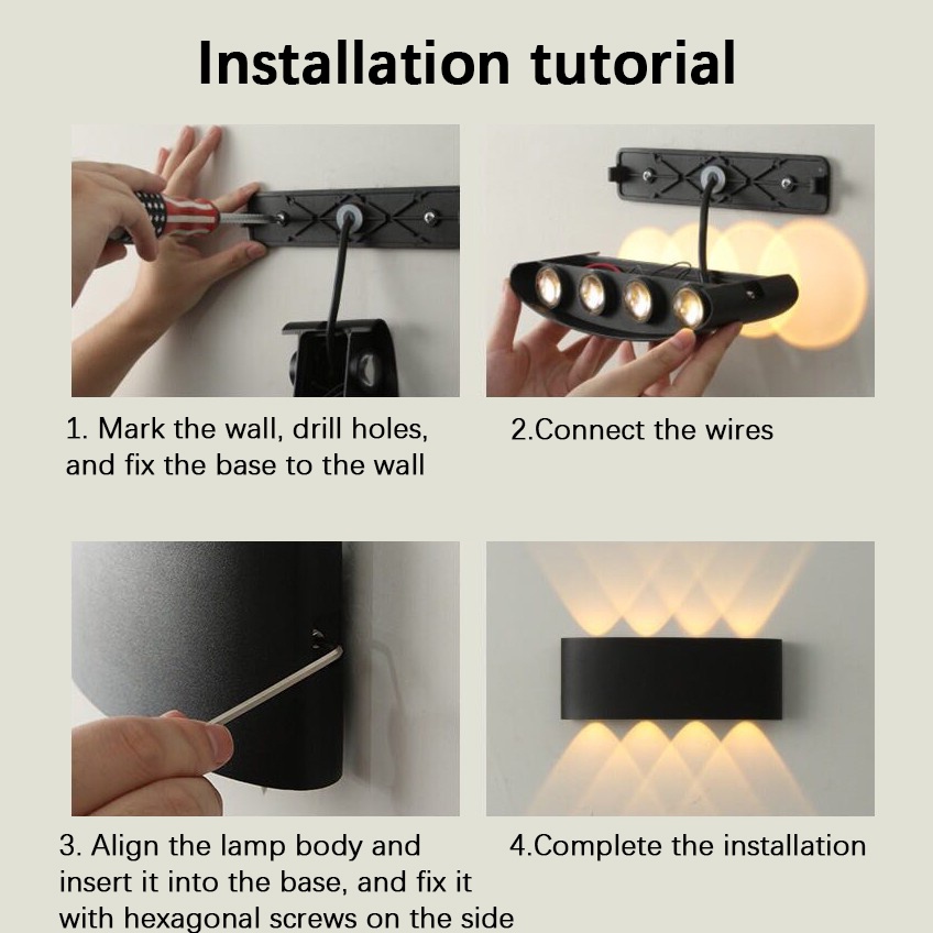 【Ini bukan lampu tenaga surya!】Lampu Dinding Taman Outdoor COB 4 MATA 6 MATA 8 MATA / LED Wall Light Minimalis 4X1W LAMPU TEMPEL COCOK UNTUK TEMBOK PILAR OUTDOOR INDOOR RUMAH-5