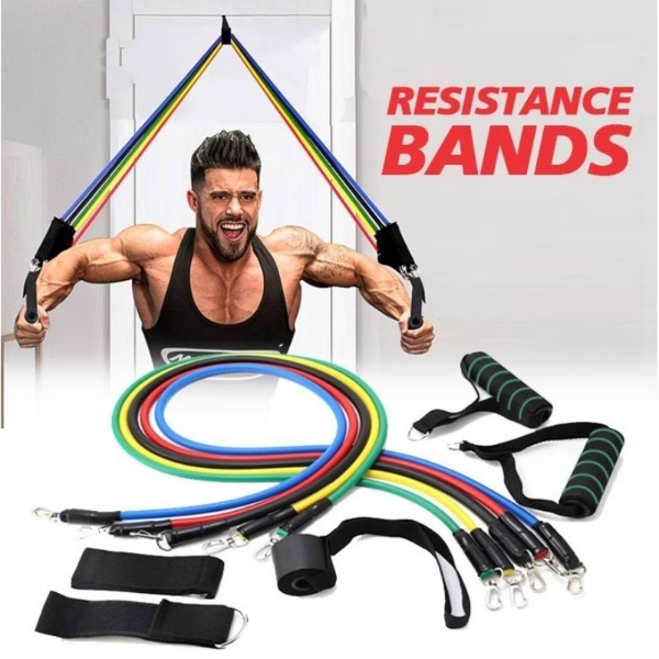 TERMURAH JS-7 Resistance Bands 11 in 1 Set Tali Pembantu Resistance Tube Elastic Fitness Gym Resistance Bands 11 in 1 BISA COD HOME COLECTION