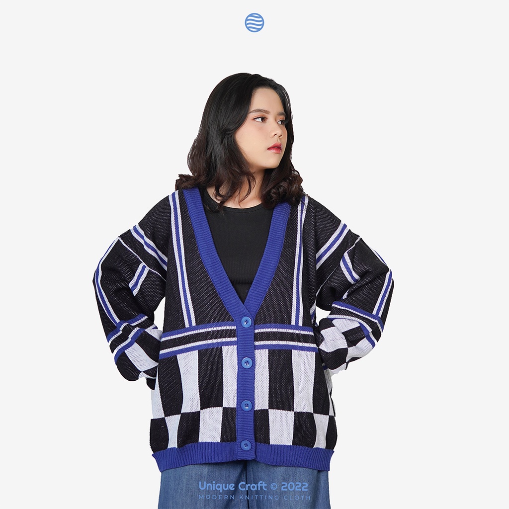 Cardigan - outer cardigan - Checkered Rally Oversize Cardigan By Uniquecraft_bdg