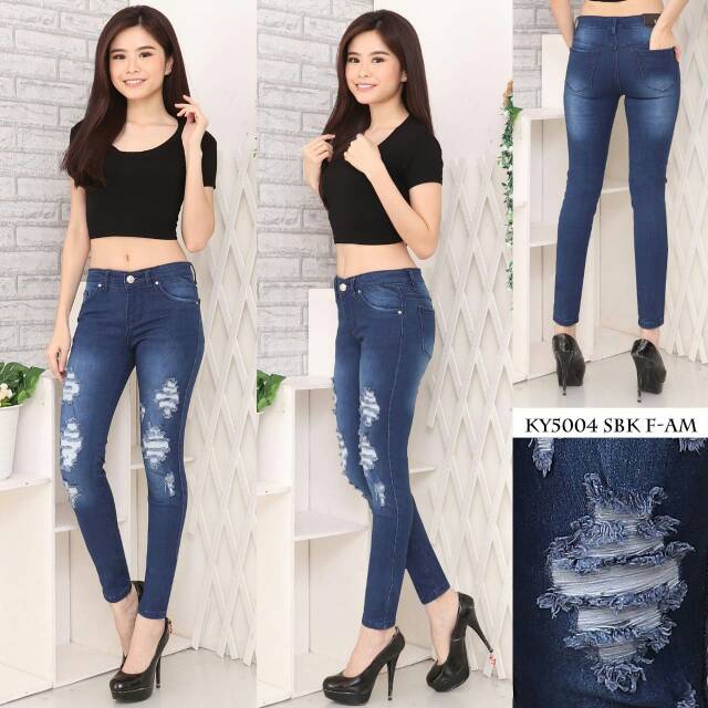 Jual Celana Jeans Sobek Wanita / Celana Jeans Wanita / Celana Jeans