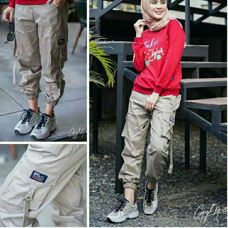 BLG.31My22w– CELANA CARGO WANITA JOGGER (S-M-L-XL-XXL-3L-4L) BAGGYPANTS JOGGER TALI KARET CARGO | BA