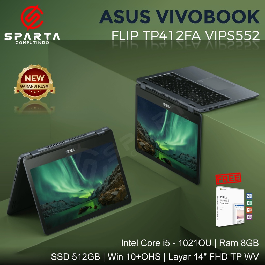 laptop asus vivobook flip 14 tp412fa core i5 10210u ram 8gb ssd 512gb 14in touch win10 ohs