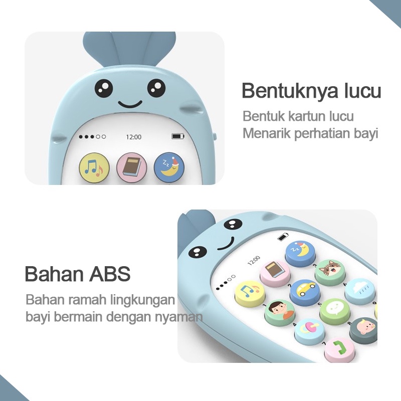 Telpon mainan anak/Melepon mainan/Mainan Ponsel Bayi/Mainan Handphonebayi/Telepon Pendidikan Awal dengan Lampu Musi L146