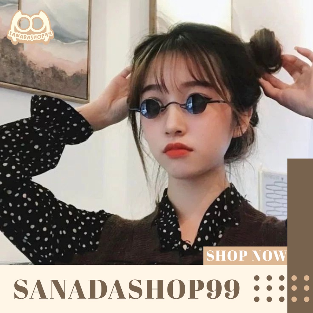 (KM26) Kacamata Retro Bulat Lensa Hitam Kacamata Mini Kacamata Trendy Kacamata Tiktok