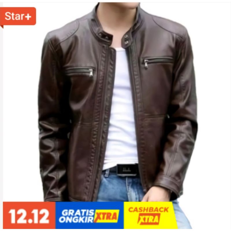 Promo Jaket semi kulit pria Model Korea Kasual Anak muda Dijamin KEREN