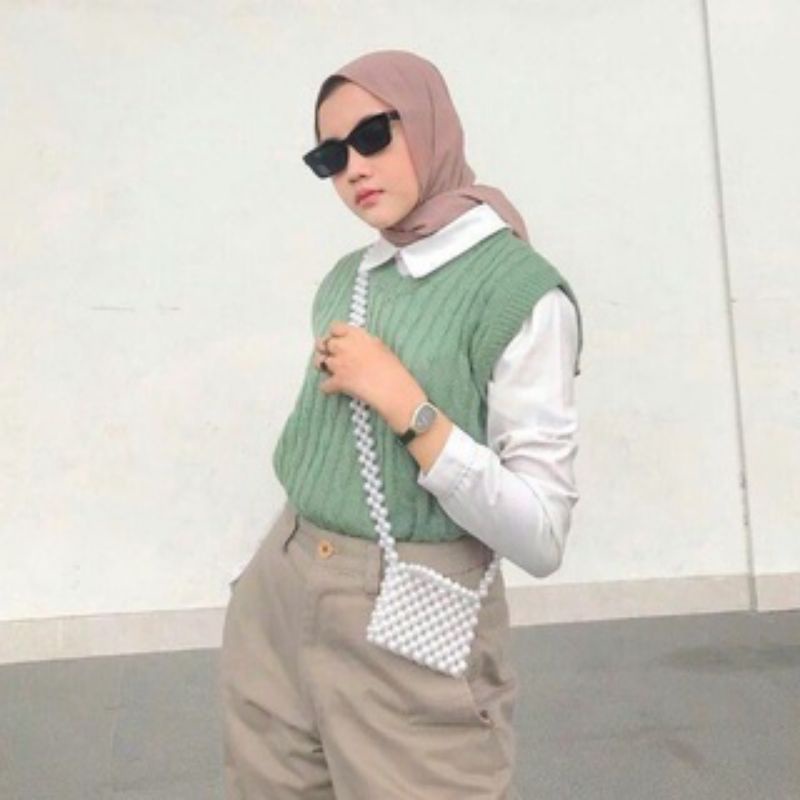 Vest Rompi Cable Rajut / Rompi Kepang Rajut / Vest Outer Cable Knit