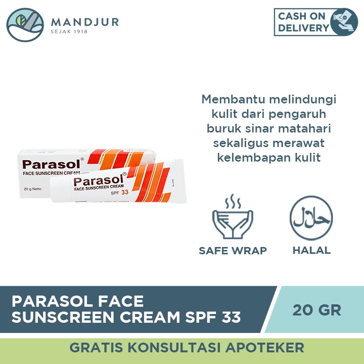 Parasol Face Sunscreen Cream SPF 33 20 Gr - Tabir Surya Pelindung Kulit dari sinar UV