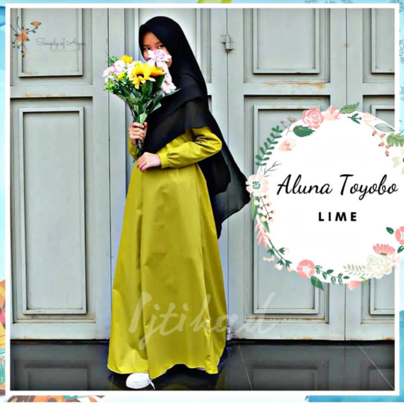 (FREE PARFUM)Gamis Aline Bahan Toyobo FODU HQ brand IJTIHAD