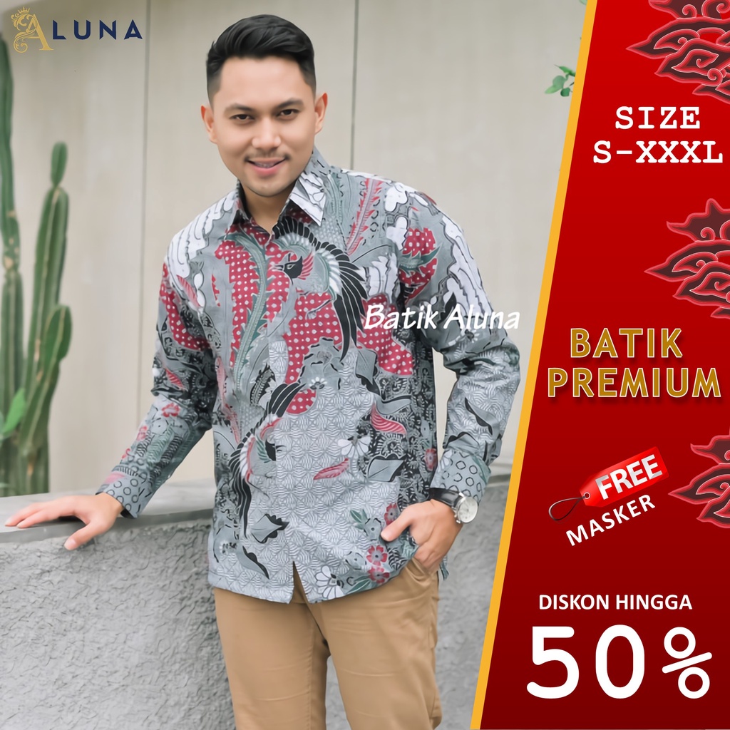 KEMEJA BATIK PREMIUM PRIA SOLO MOTIF KAWUNG KOMBINASI LENGAN PANJANG REGULAR FURING KATUN PCW 108