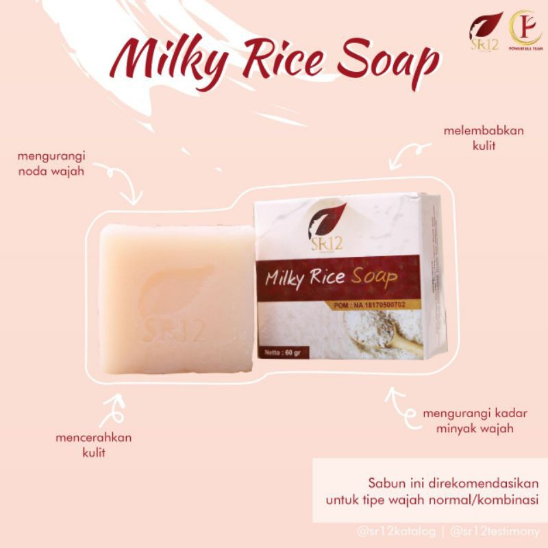 Milky Rice Soap SR12 Sabun Beras Susu BPOM Perawatan Wajah dan Tubuh