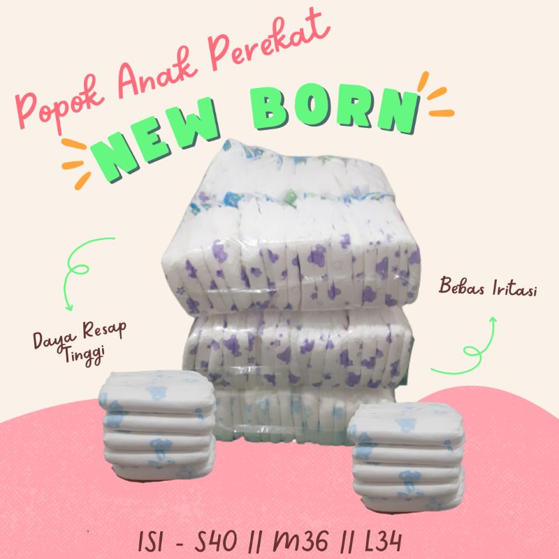 PEMPERS NEWBORN POPOK PEREKAT PEMPES BAYI CURAH