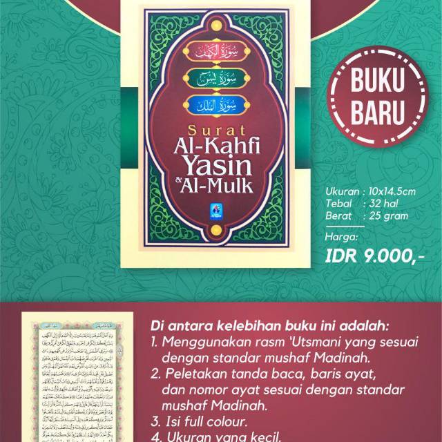 Buku Saku Surat Al Kahfi, Yasin & Al Mulk