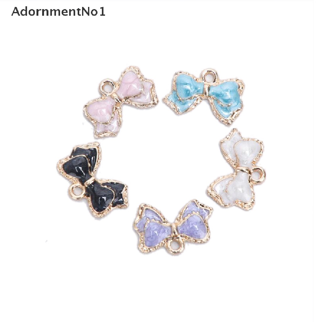 (AdornmentNo1) 10pcs / Set Liontin Bentuk Pita Bahan Alloy Untuk Aksesoris Perhiasan / Kerajinan Tangan Charms