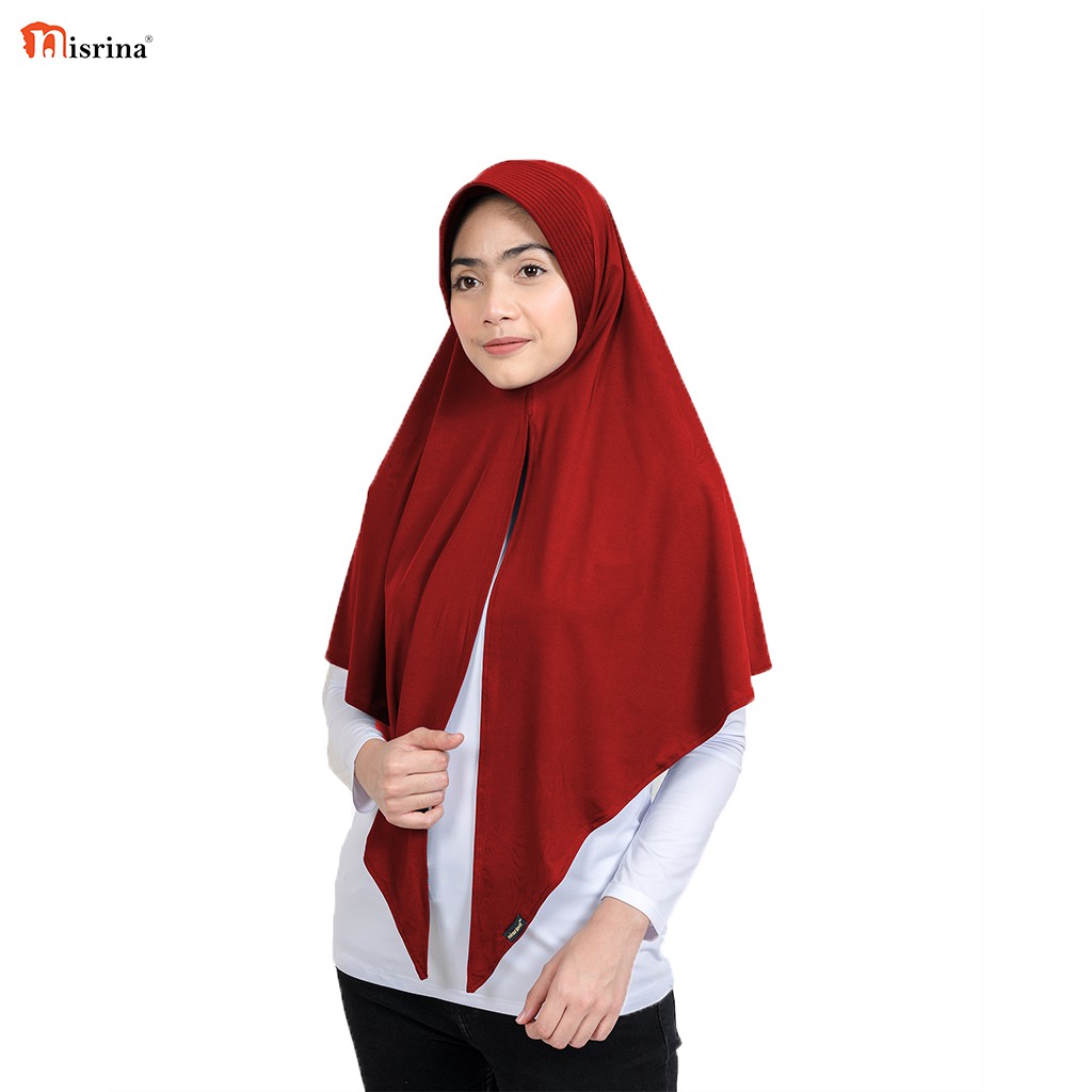 Nisrina Fashion Muslim Bergo Instan Polos Belah Tengah Paras M Lestari-Merah Cabe