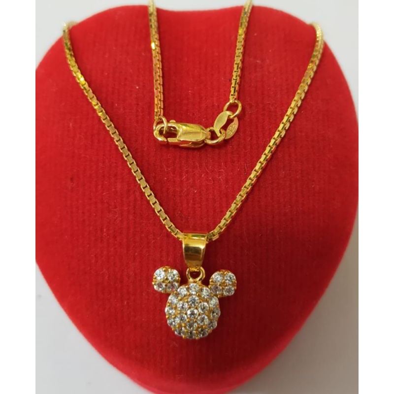 Kalung Koye anak Mickey Mouse, Perak 925, Sepuh emas Rosegold, 165.000/pcs