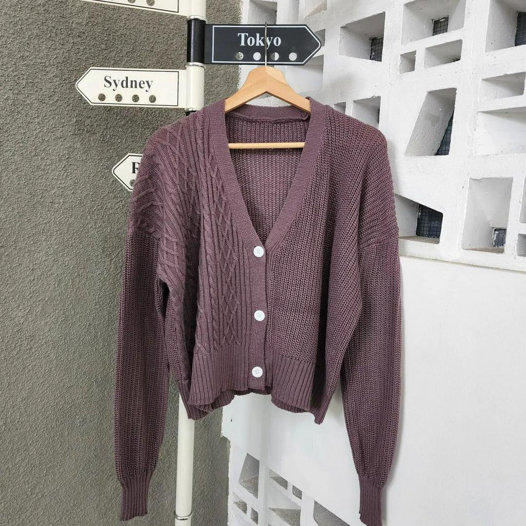 [CYC | COD] REALPICT | Outwear Geisha Cable Outher Cardy | Knit Outer Crop Wanita Balon Trendy Murah
