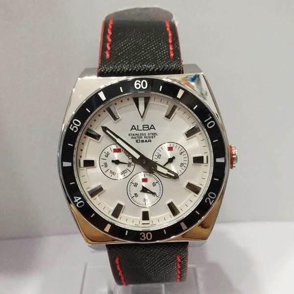 Jam Tangan Alba Pria AP6527 Silver Hitam Merah Original Garansi Resmi