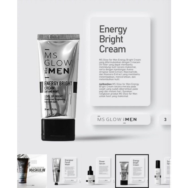 MS GLOW MEN ENERGY BRIGHT CREAM / DAY &amp; NIGHT CREAM PRIA MSGLOW