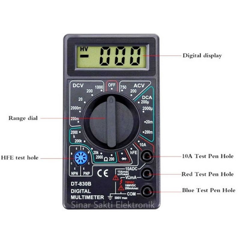 Avometer Digital Multimeter Multitester Avo Digital DT830B DT 830 B