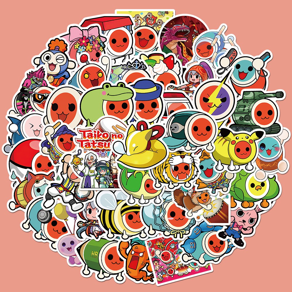 50 Pcs Stiker Desain Kartun Game Taikonotatsujinportabl Tahan Air Untuk Dekorasi Laptop Skateboard Gitar