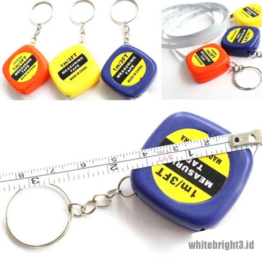 ❤WHITE3❤ Style New Mini Keychain Key Ring Easy Retractable Tape Measure Pull Ruler 1M