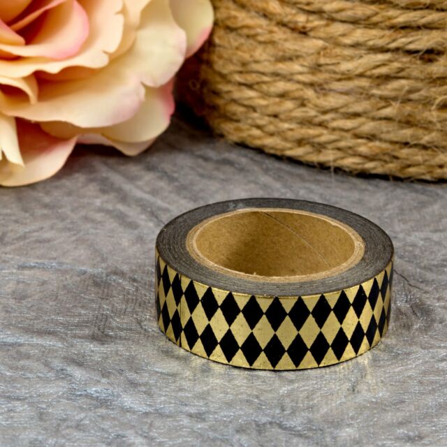 

BASIC BLACK GOLD FOIL WASHI TAPE - SELOTIP DEKORASI HITAM EMAS