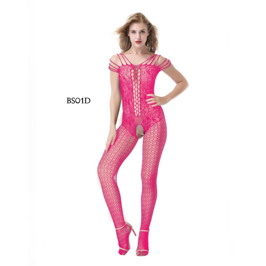 [BEST SELLER] BODY STOCKING SEXY LINGERIE SEKSI FISHNET MOTIF FUSHIA BS01D