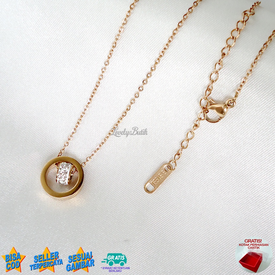 Lovelybutik - Kalung Titanium Wanita Anti Karat Cantik4 Kalung Liontin Cewek Titanium Model Terbaru Bonus Kotak Perhiasan