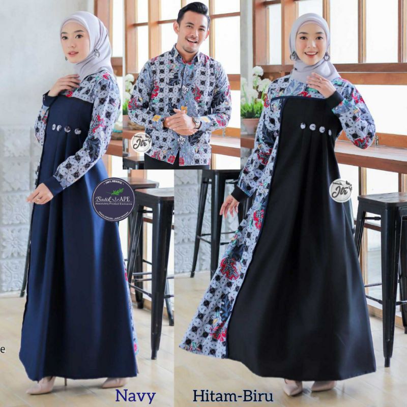 COUPLE BATIK MODIS STYLISH KOMBINASI MODERN KAISHA JESNA GOWN