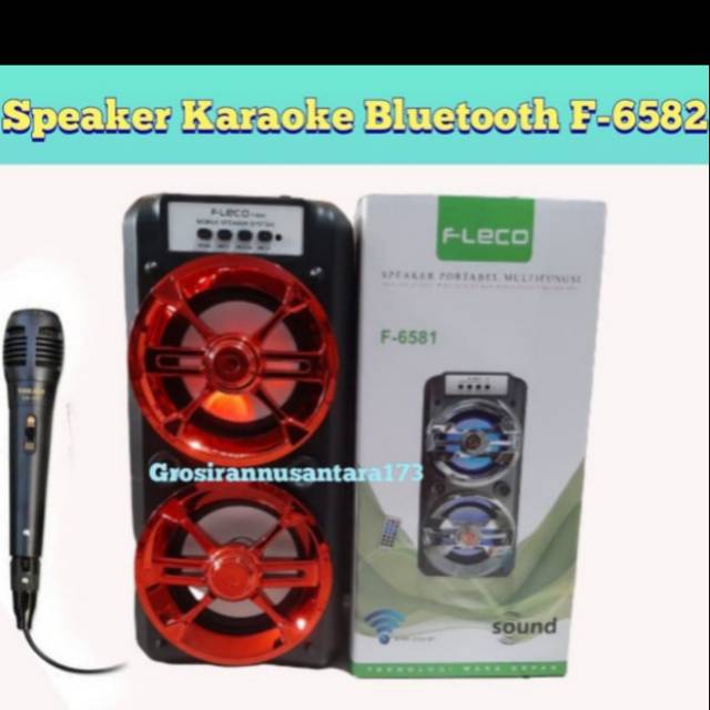 Bisa COD Speaker Karaoke Fleco F-6581/6582 Gratis Mix Speaker bluetooth Fleco