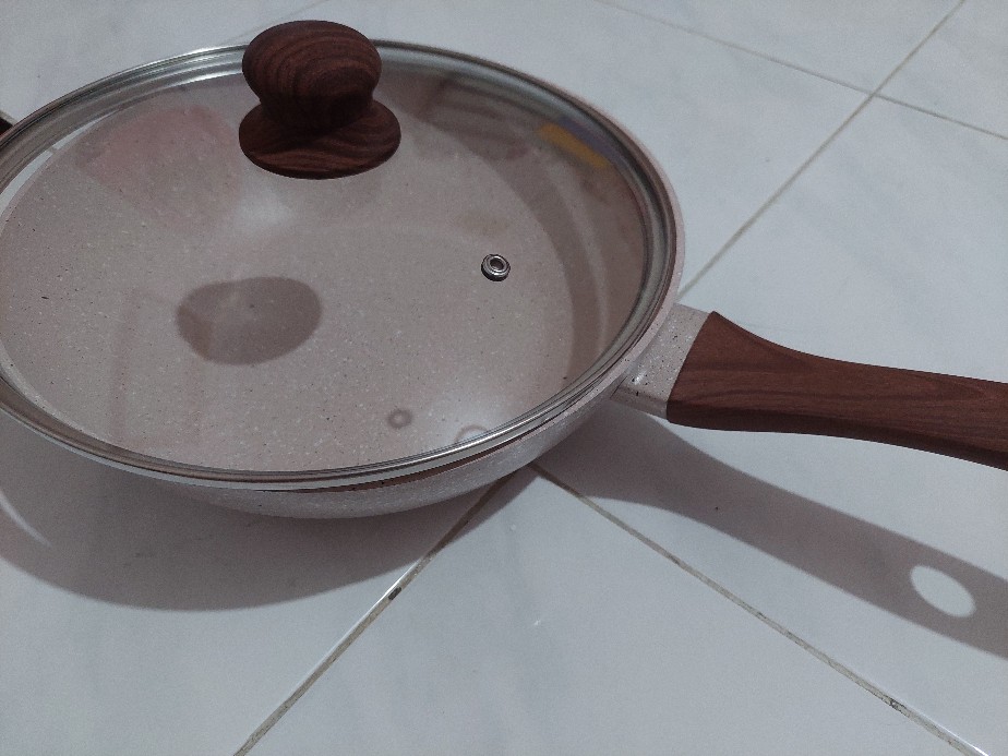 Bolde Super Pan Wok ( Wajan ) 26 Cm + Lid Tutup Kaca, Granite Beige Series