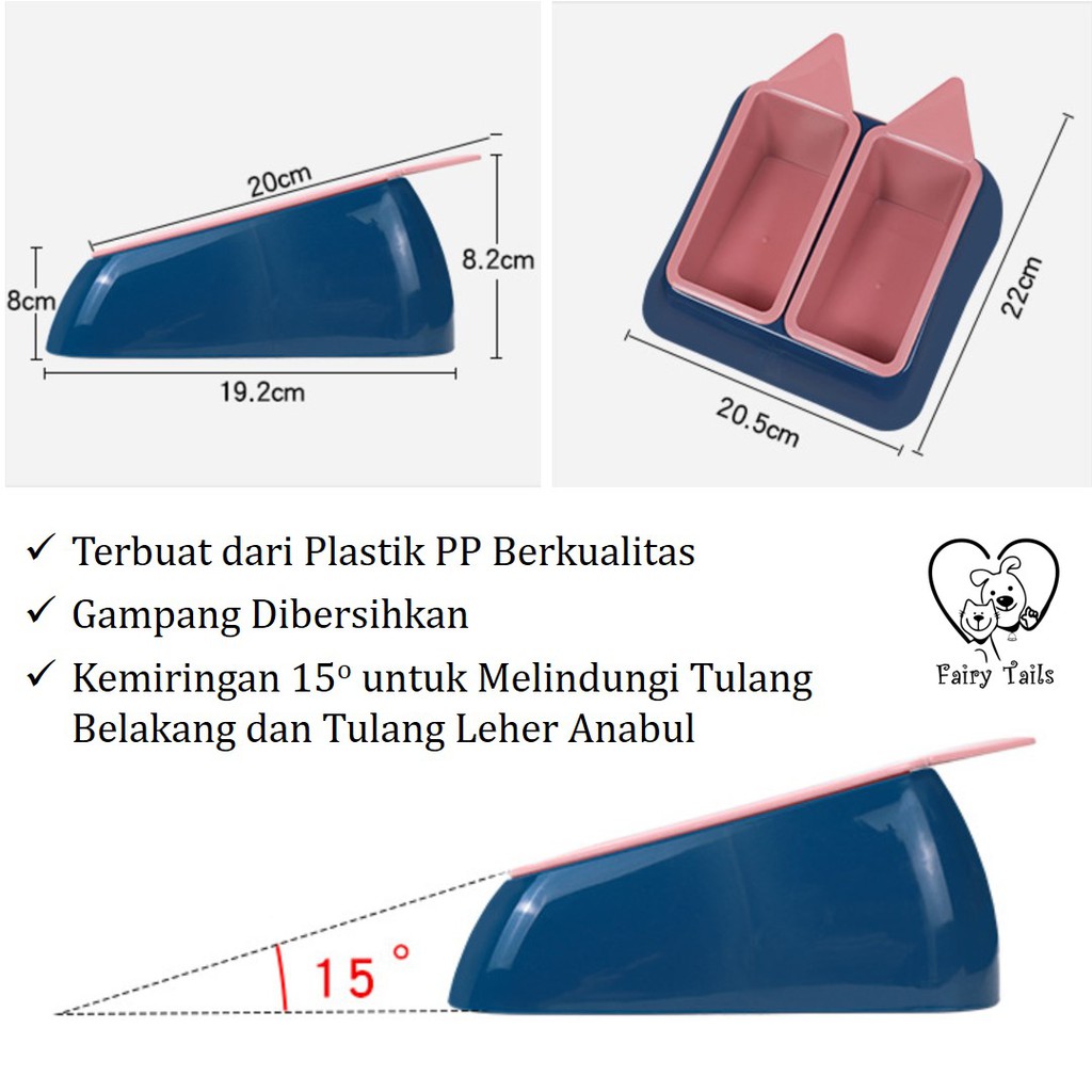 Mangkok Tempat Makan dan Minum Untuk Kucing dan Anjing (Bentuk Crayon) | Double Food Bowl (Crayon Shape)