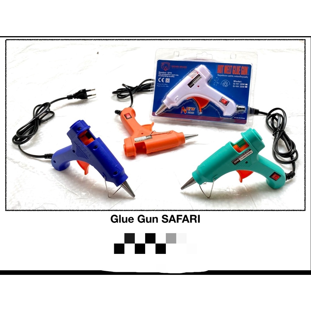 

alat glue gun safari 20 watt on off warna warni kecil