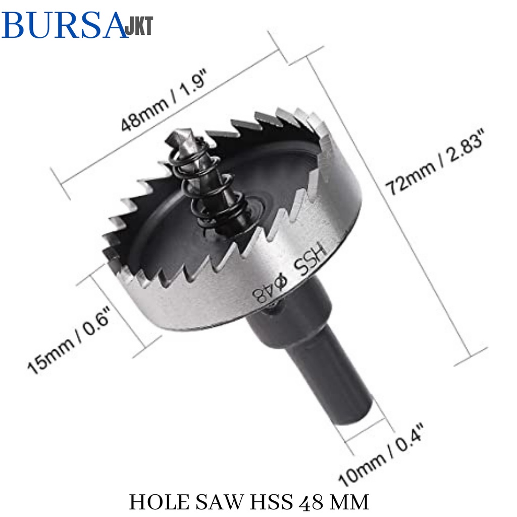 MATA BOR HOLE SAW STAINLESS STEEL PELUBANG BESI PLATE METAL DRILLING LOGAM 48 MM