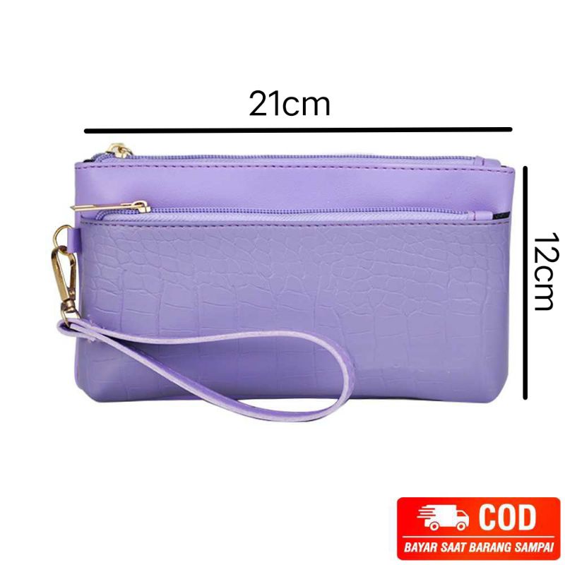 Dompet  Wanita Pouch CROCO Tempat Handphone / Hp dan Uang Hand bag Makeup Kosmetik terbaru